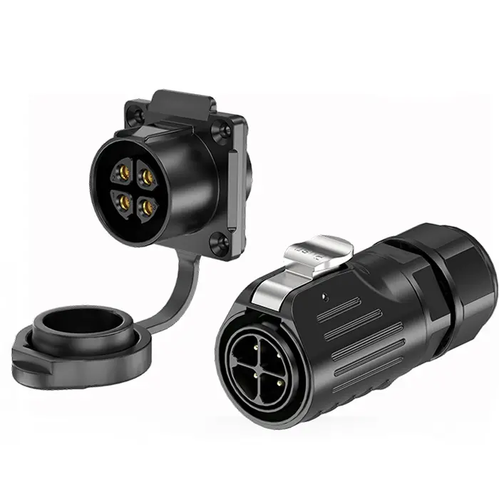 LP24 Waterproof Plug Connectors Flange 4 Pin Waterproof Aviation Plug Solder Type All Plastic