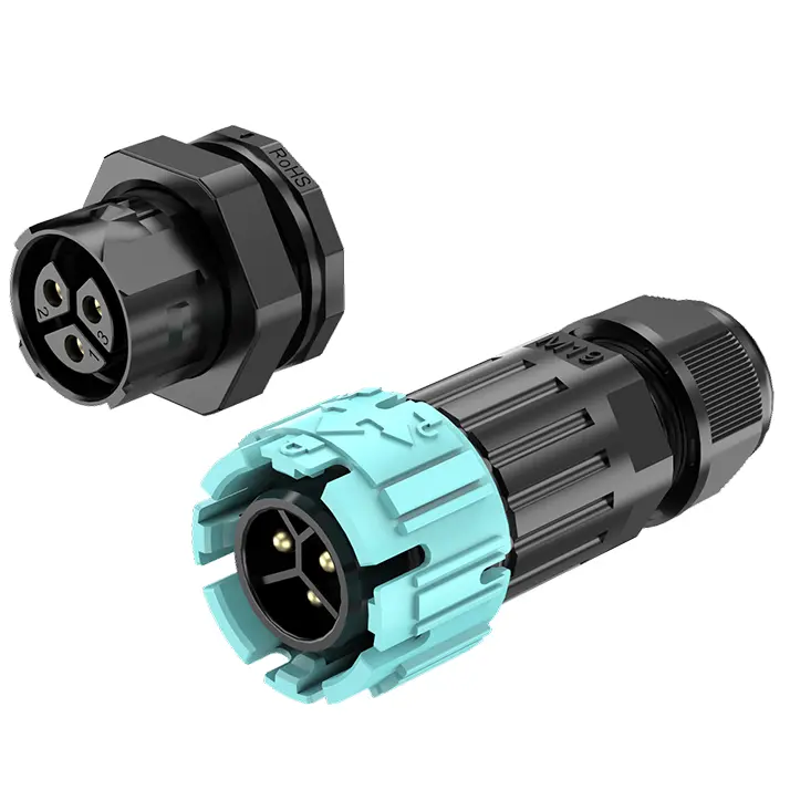 M19MF 3 Pins Waterproof Outdoor Cable Connector Screw Front Panel Waterproof Connector