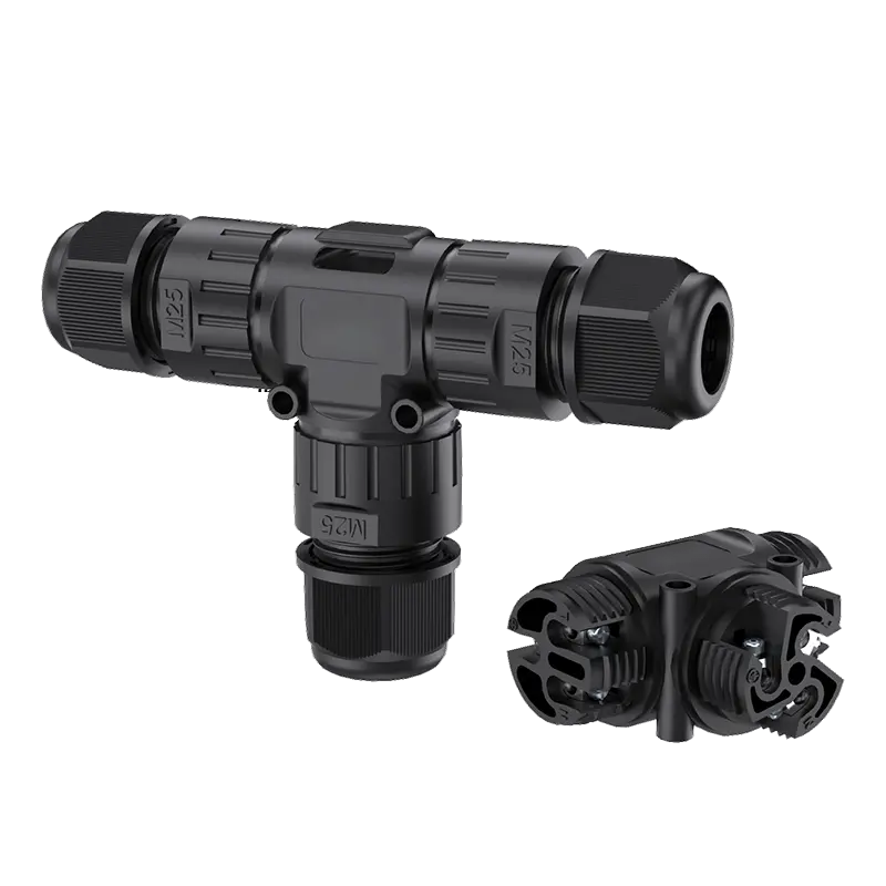 M25T 3 Pin T Waterproof Cable Connector Three Way Circular Connector Screw Waterproof Connector