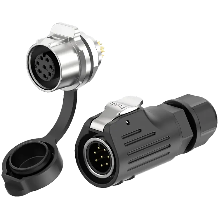 LP12 Panel 8Pin Industrial Waterproof Connector Aviation Plug Solder Type Metal + Plastic