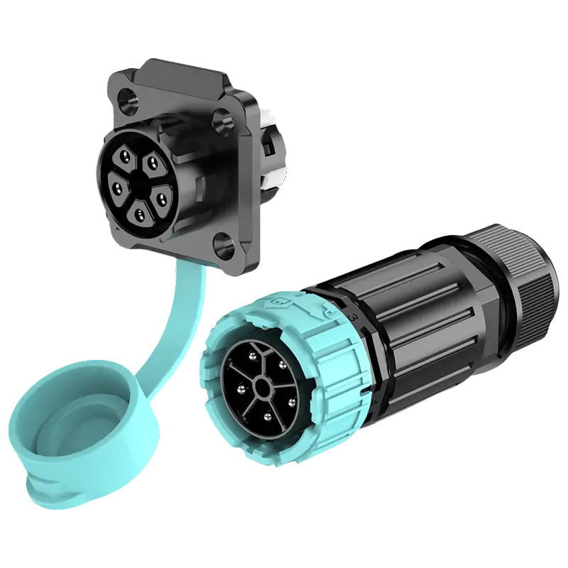 P25 Electrical Male Female Waterproof Connector 5 Pins Flange Type Waterproof Outdoor Cable Connector