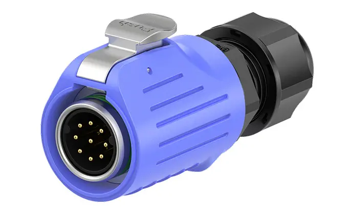 LP16 5A Waterproof Connector Blue Flange 9 Pin Reverse Mounting Aviation Plug Connector Socket Metal + Plastic