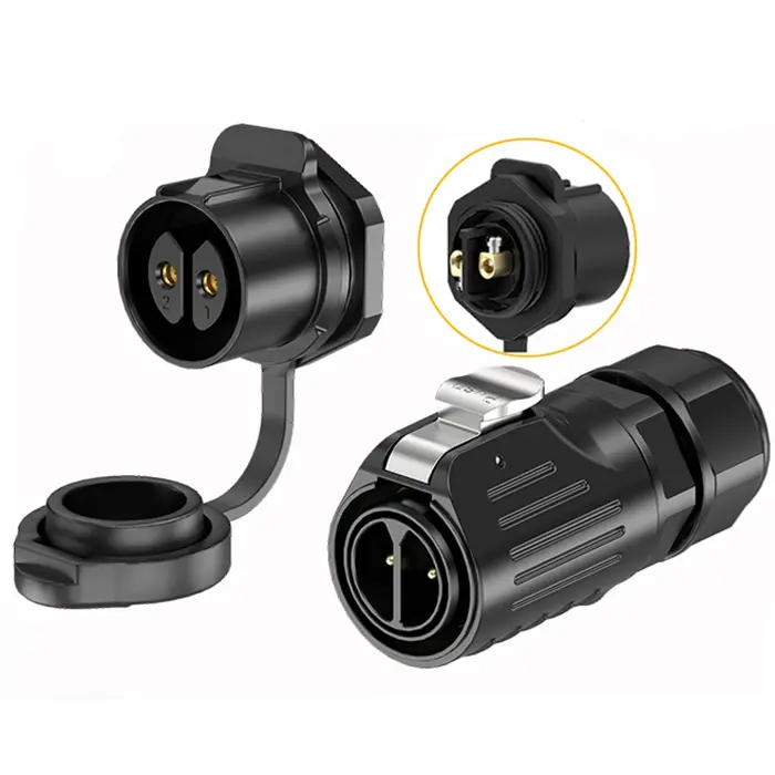 LP24 Panel Outdoor Waterproof Electrical Wire Connector Aviation Plug Connector 2 Pin Screw Type All Plastic