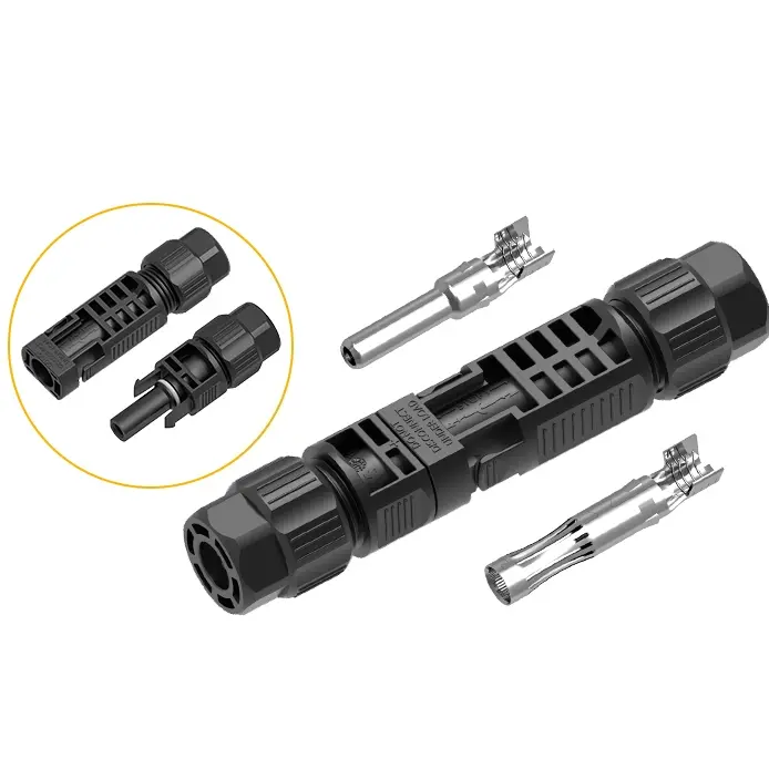 SCJ PV4 Series 65A MC4 Male Female Solar Panel Cable Connectors Wire to Wire Stamping Needle Manual Unlock