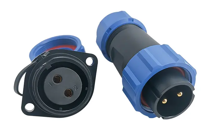 SP21 2 Pin Circular Plastic Wire Connector Flange Outdoor Cable Connector IP68