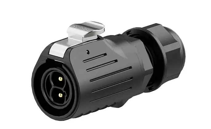 LP20 2 Pin Waterproof Connectors Crimping Type Panel Mount Connector All Plastic 30A Power