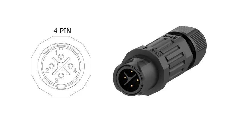 M15MF IP68 Screwless Waterproof Cable Connector Male Female Connector 10A 4 Pins Front Panel Solder Type