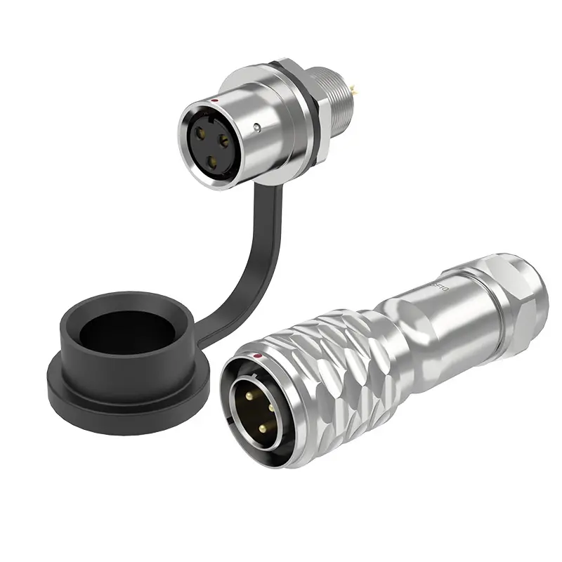 SF10 3 Pin Circular Connector Electrical Panel Mount Connector IP67 Push-Pull All Metal