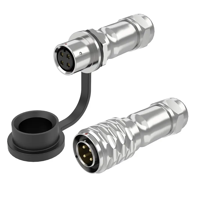 SF10 4 Pin Circular Connector Electrical Industrial Waterproof Connector IP67 Push-Pull All Metal