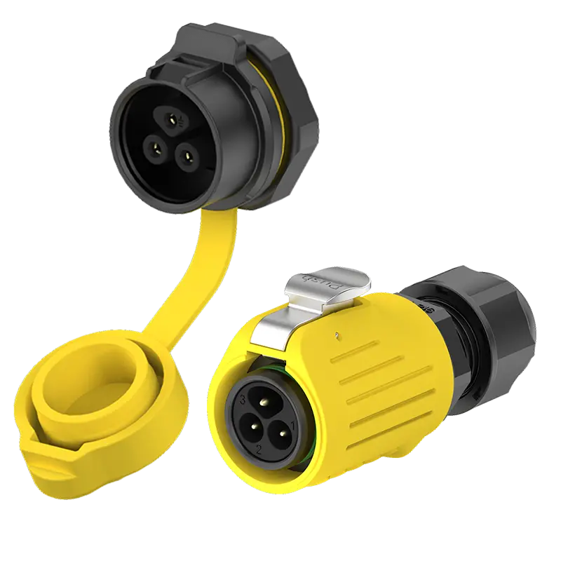 LP16 Panel Mount Yellow Industrial Waterproof Connector 10A Power Aviation Plug All Plastic