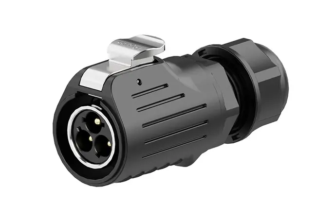 LP20 Crimping Type 3 Pin Flange Electrical Waterproof Connectors 25A Power Metal + Plastic
