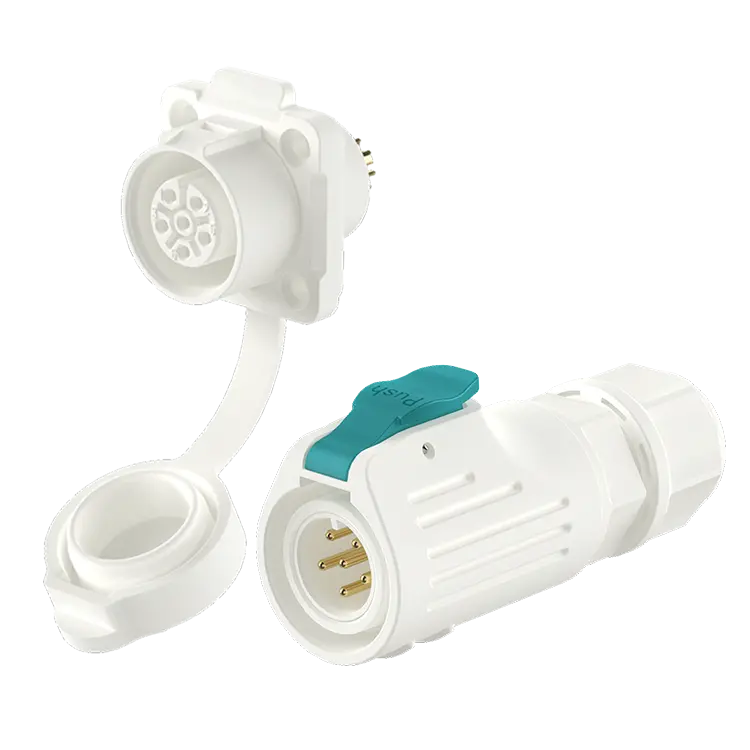 LP12 White Flange 6 Pin Industrial Waterproof Connector Aviation Plug Connector Socket