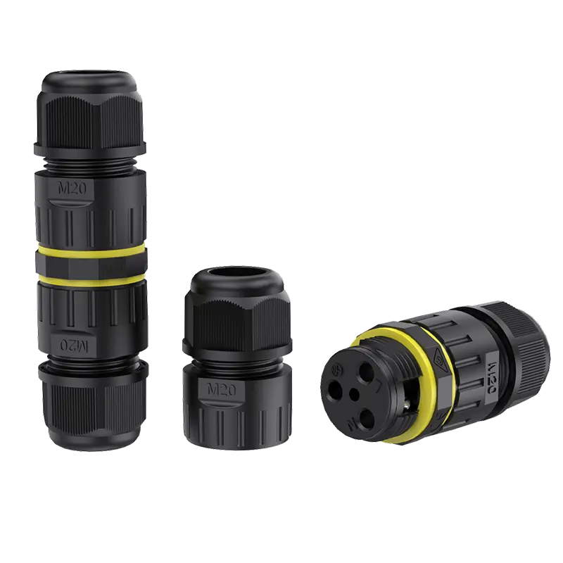 M20 Waterproof Outdoor Cable Connector 2 Pin Through Type Screw Waterproof Connector