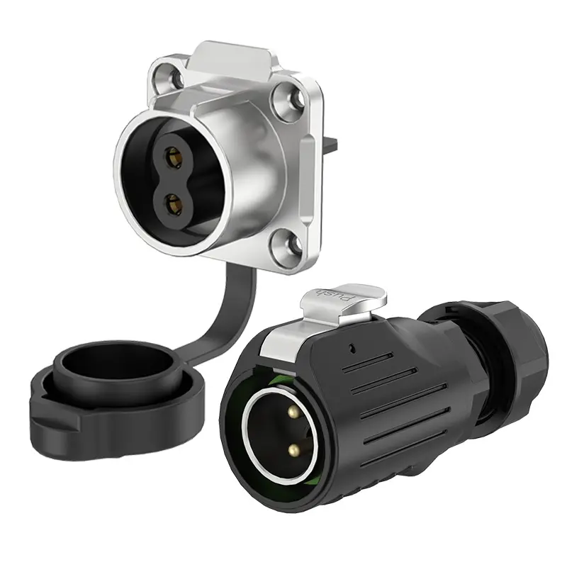 LP20 2Pin Screw Type Waterproof Connector 20A Power Flange Metal + Plastic Waterproof Aviation Plug