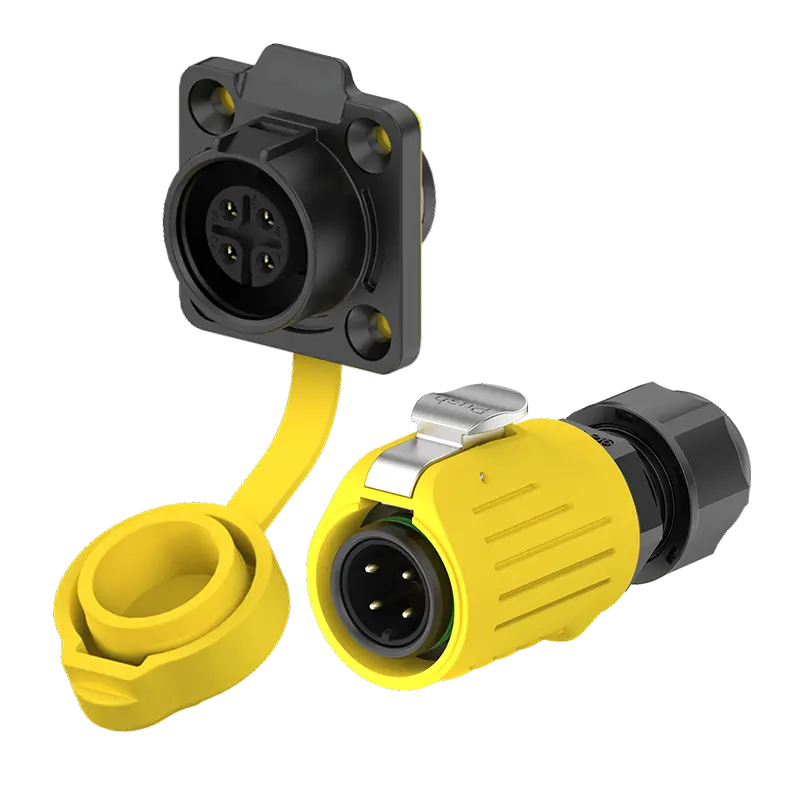 LP16 4 Pin Yellow Flange Connector Power Signal 10A Power Aviation Plug All Plastic