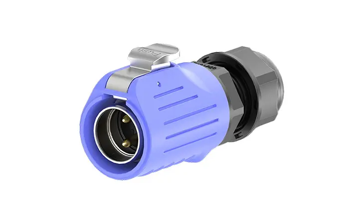 LP20 Blue 2Pin Solder Type Waterproof Plug Connectors 20A Power Flange Metal + Plastic