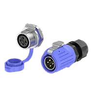 LP20 Blue 4 Pin Electrical Connector Solder Type Waterproof Connector Panel Metal + Plastic 20A Power