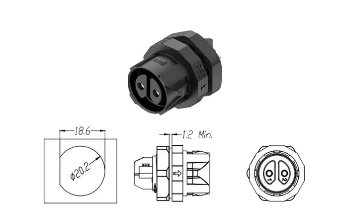 M19MP Panel Mount Waterproof Connector 2 Pin Rear Panel Waterproof IP68 Cable Connector