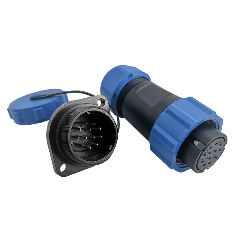 SP21 12 Pin Circular Plug Socket Flange Outdoor Cable Connector IP68