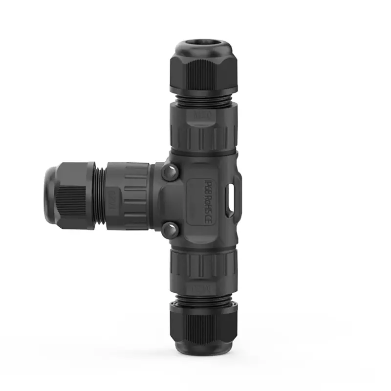 P20T 3 Pin T Type Outdoor Waterproof Cable Connector Three Way Type Waterproof Outdoor Cable Connector