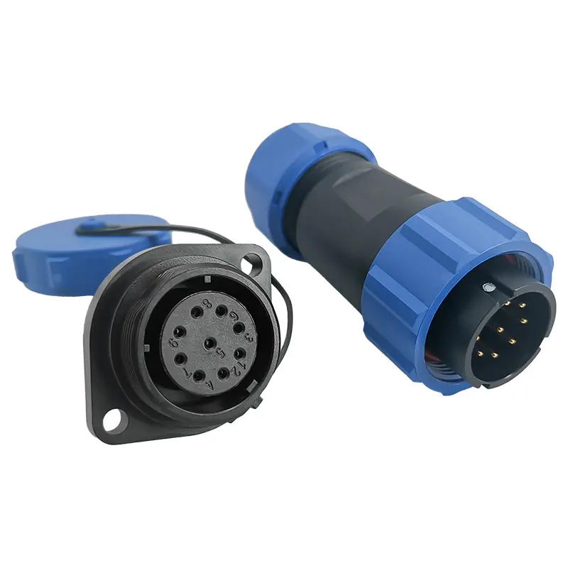 SP21 9 Pin Circular Plug Socket Flange Outdoor Cable Connector IP68