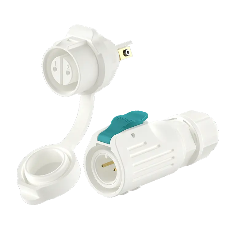 LP12 2 Pin White Panel Outdoor Waterproof Electrical Wire Connector Connector Power Signal
