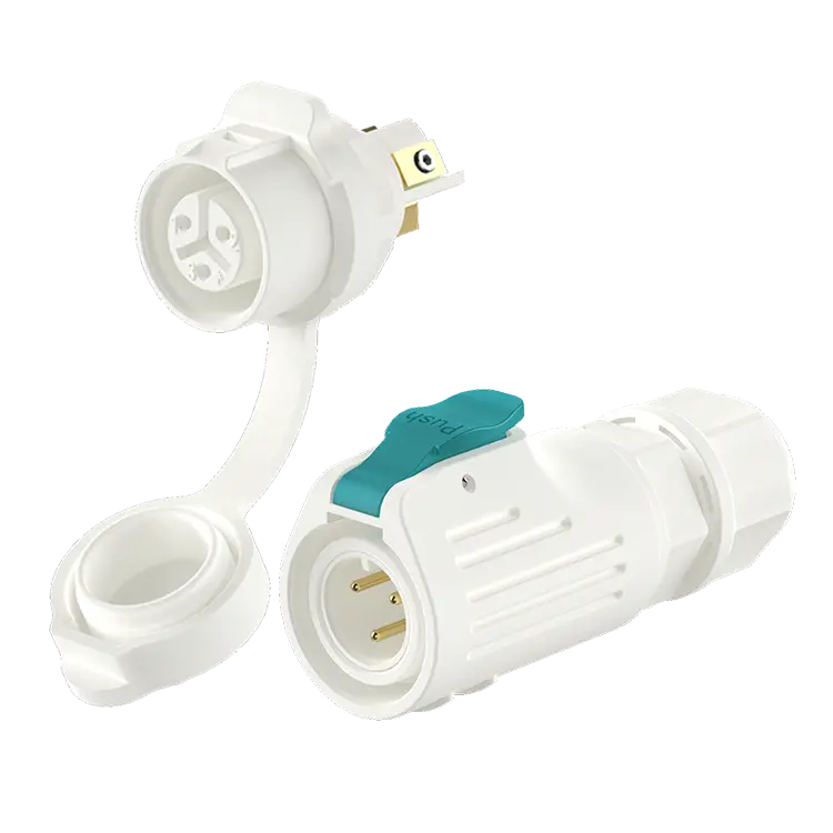 LP12 White Outdoor Waterproof Electrical Wire Connector 3 Pin 5A Power Panel Mount Connector