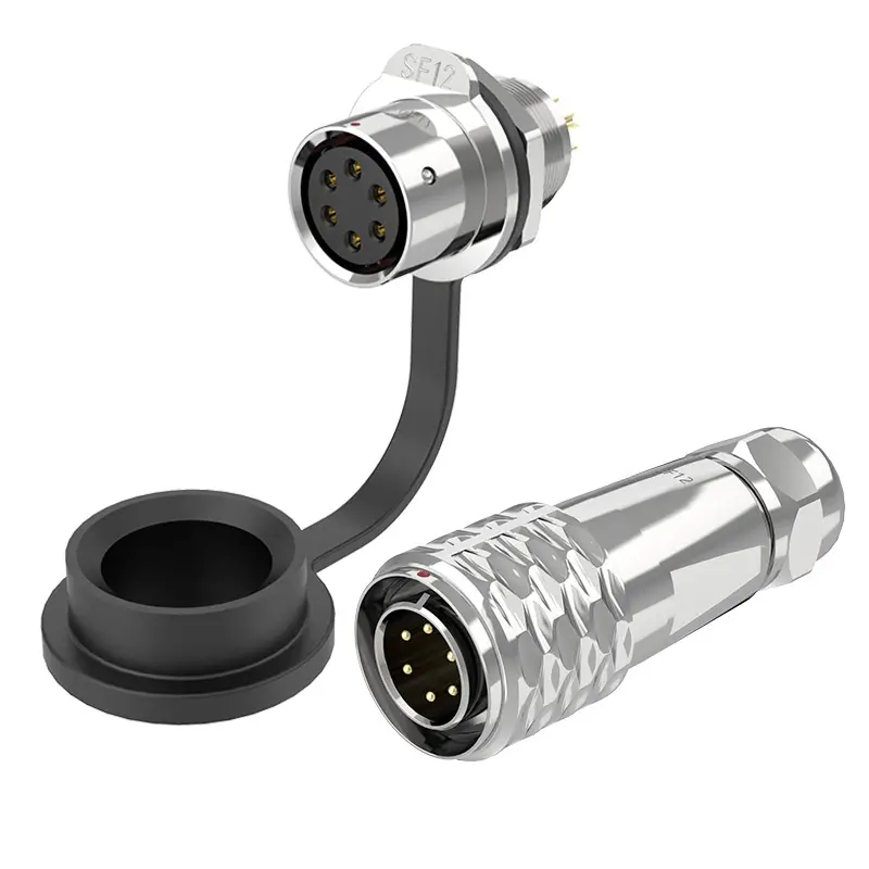 SF12 6 Pin Panel Mount Connector IP67 Push-Pull All Metal
