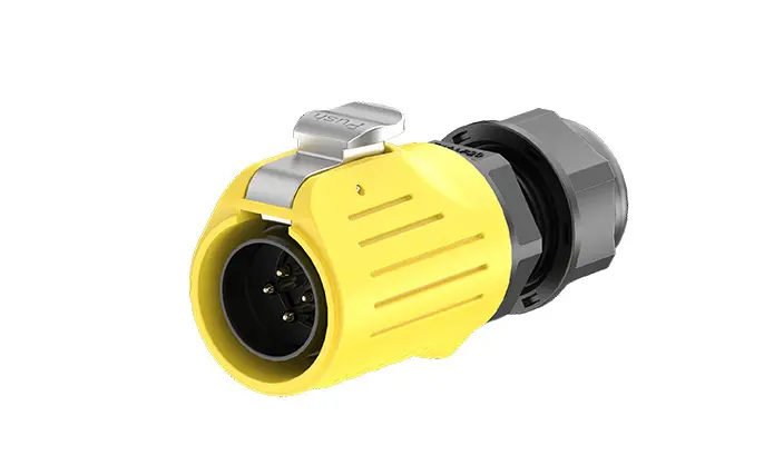 LP20 Yellow 4 Pin Electrical Connector Solder Type Waterproof Connector 20A Power Flange All Plastic
