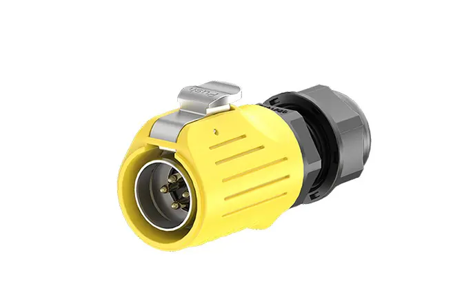 LP20 Yellow 4Pin Solder Type Waterproof Connector Aviation Waterproof Connector Panel Metal + Plastic 20A Power