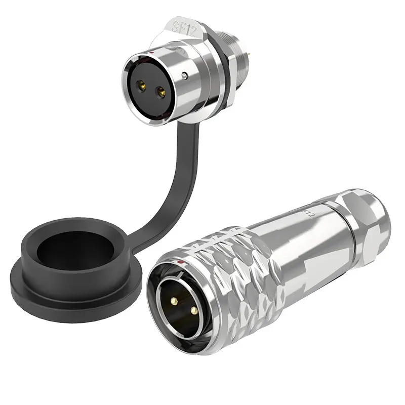 SF12 2 Pin Panel Mount Power Connector IP67 Push-Pull All Metal
