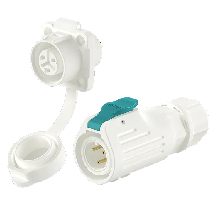 LP12 3 Pin White Flange Waterproof Plug and Socket Connector Connector Power Signal